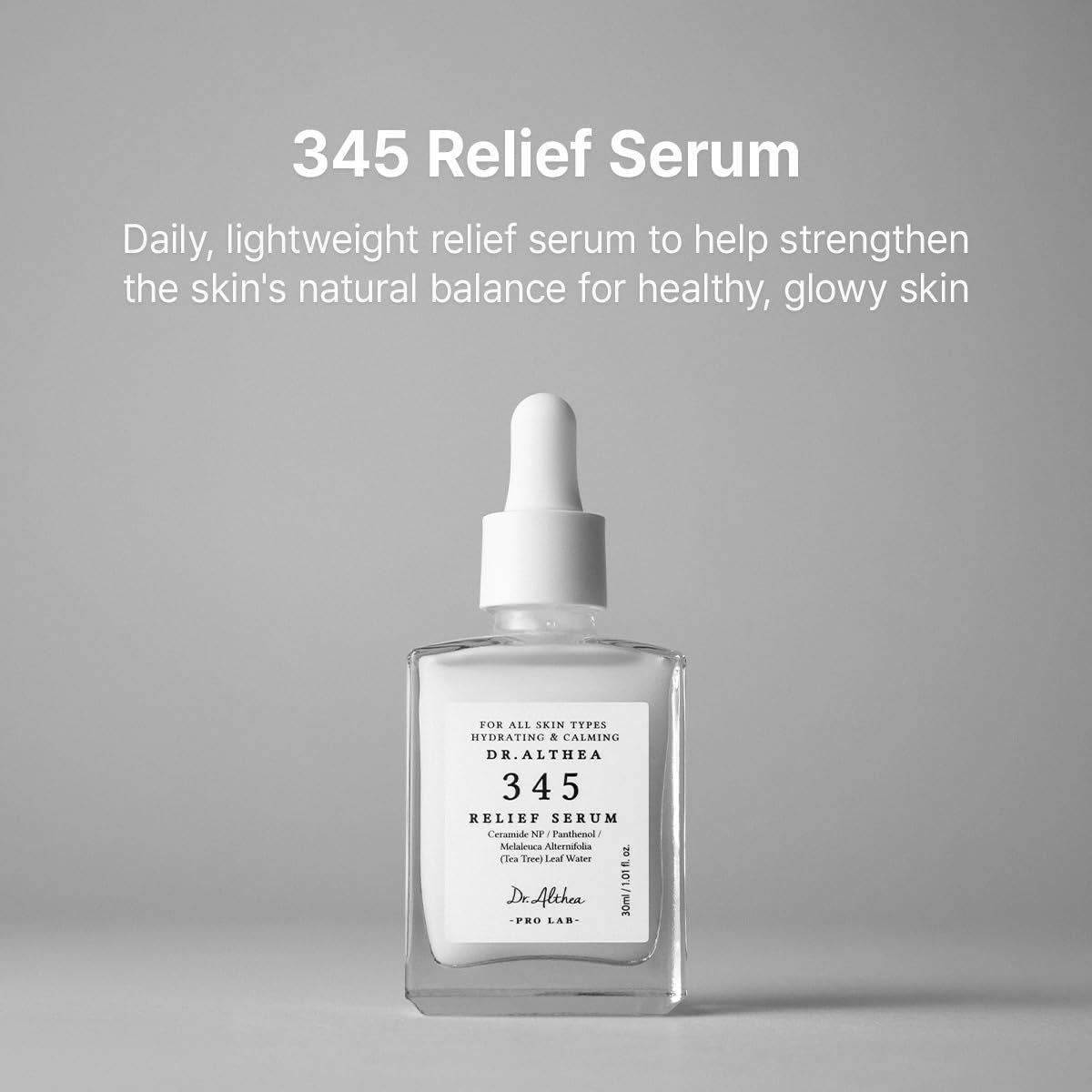 345 Relief Serum, Korean Vegan Skin Care, 0.50 Fl Oz | Daily Hydrating Serum for Dry & Irritated Skin, Helps Soothe Redness with Tea Tree Leaf Water & Niacinamide & Panthenol