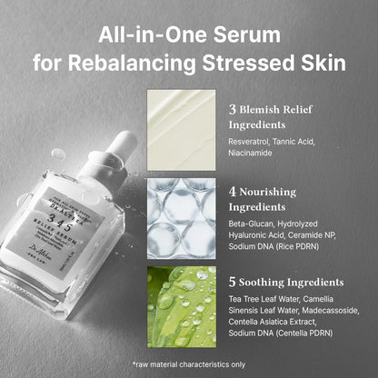 345 Relief Serum, Korean Vegan Skin Care, 0.50 Fl Oz | Daily Hydrating Serum for Dry & Irritated Skin, Helps Soothe Redness with Tea Tree Leaf Water & Niacinamide & Panthenol